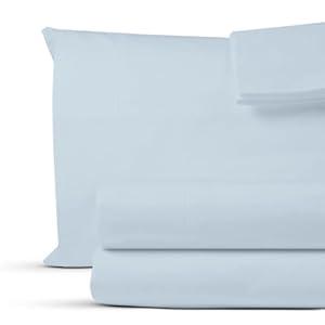 Decfair Egyptian Cotton California King Sheets Set 1000 Thread Count Sky Blue Luxury Hotel Soft and Smooth Cal King Sheet Set 16" Deep Pocket Sateen Weave Extra Long Staple Cotton Bedding - 4 Piece