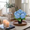 Artificial Hydrangea Flowers in Pot, True Touch Latex Faux Hydrangea Plant, Realistic Blue Potted Flower Arrangement for Home Decor, Table Centerpiece, Office Desk, Wedding Decor, Indoor Fake Plant