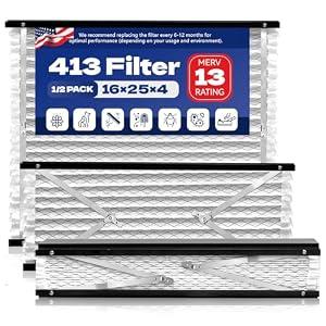 2-Pack 413 Replacement Air Filter Compatible with Aprilaire, MERV 13 Air Purifiers for Whole House Models 1410, 1610, 2410, 2416, 3410, 4400, Size 16x25x4(16.7x27.8x4) Furnace Filter