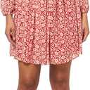 Tommy Hilfiger Womens Balloon Sleeve Pleated Front Tie Waist Mini Dress (14, Samba Multi)