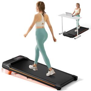 Abonow Portable Walking Machine Pad, Under Desk Treadmill with Incline for Home Office 2.5HP, LED Display, 265 Lbs Weight Capacity with Remote Control, Black Orange