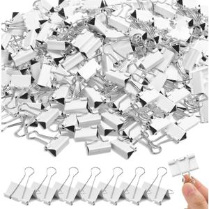 Jetec 100 Pack 0.6in/15mm White Metal Binder Clips Bulk Medium Reusable Fold Back Binder Clips Paper Clamps Spring Steel Sturdy for Home School Office Supplies
