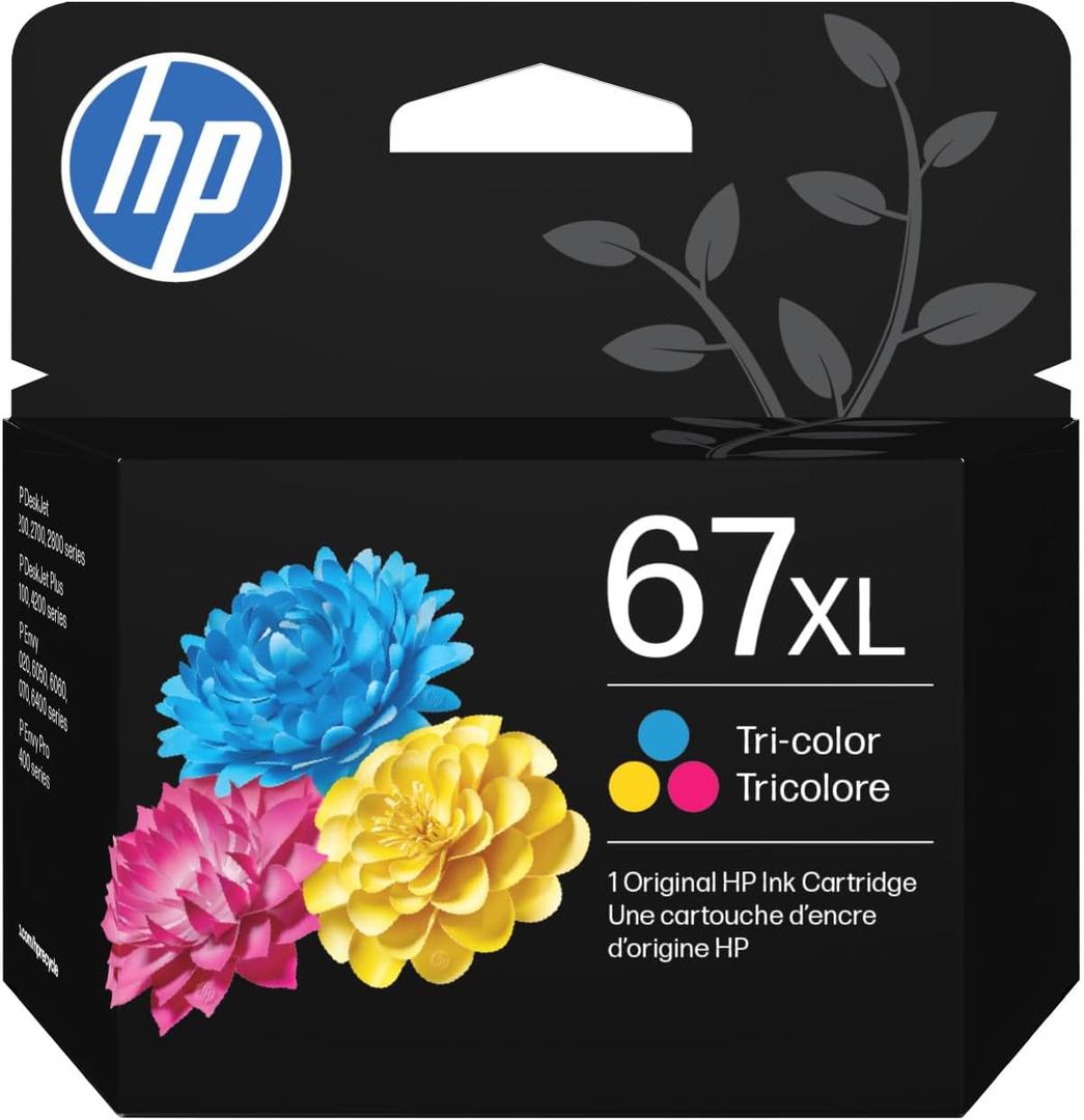 HP 67XL Tri-Color High-Yield Ink Cartridge Printers | Works with Printer Series: DeskJet 1255, 2700, 4100; Envy 6000, 6400 | Eligible for Instant Ink | 3YM58AN
