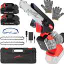 Mini Chainsaw Cordless, 6 Inch Portable Electric Chainsaw, One-Hand Handheld Small Chain Saw for Cutting Wood Trimming and Woodworking- Mini Chain Saw Battery Powered with 2 Batteries