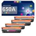 650A Toner Cartridges(with Chip) 4 Pack Compatible with 650A Toner Cartridges CE270A CE271A CE272A CE273A for Enterprise CP5525 CP5520 M750 Printer (Black Cyan Magenta Yellow