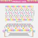 2 Pcs Happy Easter Table Cloth - Plastic Bunny Eggs Tablecloth, Disposable Rectangle Spring Floral Table Cover for Easter Home Dining Kitchen Activity Party Decorations Tables Decor, 108 x 54 Inch