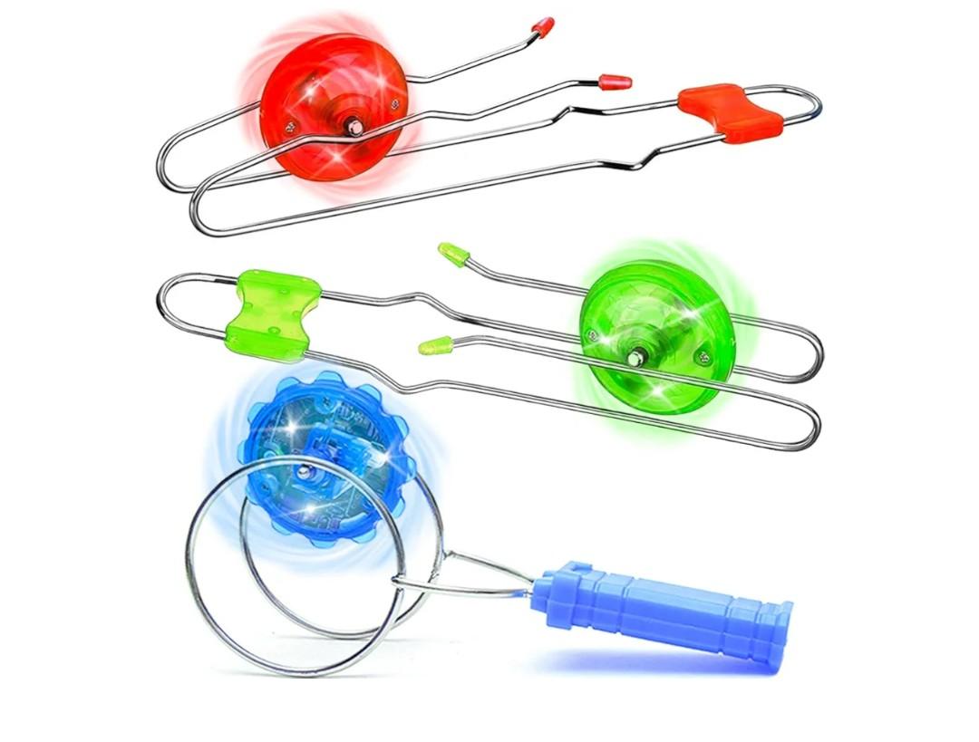 Stocking Stuffers for Kids Toys Boys 3pcs Light Up Gyro Wheel Toy Birthday Gifts for Men, Magic Rail Twirler Magnetic Yoyo Spinner Sensory Fidget Toys for Kids Ages 3-5-7 4-8-12 Year Old Boys & Adults