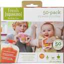Infantino Disposable Squeeze Pouches - Pack of 50 Disposable Pouches for Portable Homemade semi-Solid Food for Babies and Toddlers, BPA and PVC Free, Freezer Safe