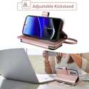 Argyle Wallet Case for Motorola Moto G31/G41 with Wrist Strap Shoulder Strap 9+ Card Slot Zipper Purse Luxury PU Leather Stand Checkered Cell Phone Cover for MotoG31 MotoG41 G 31 41 Rose Gold