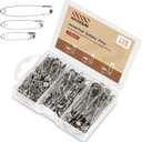 XKDOUS Safety Pins - 150 Pcs Assorted Sizes Silver Pins Bulk - Small & Large Heavy Duty for Clothes, Sewing, Craft (Sliver)
