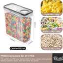 PRAKI 5PCS Cereal Containers Storage Set, BPA Free Airtight Food Storage Container Set with Lids, Kitchen Pantry Organization and Storage for Sugar, Baking Supplies with 20 Labels & Mark(4L Black)