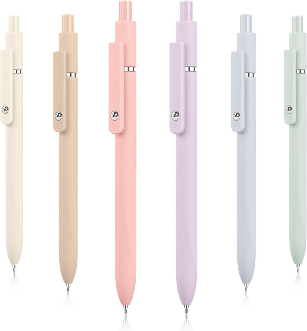 2 x Hapikalor Gel Pens, 6 Pcs 0.5mm Quick Dry Black Ink Pens Fine Point Smooth Writing Pens, Cute Gifts for Women Stocking Stuffers for Teen Girls (1 Count (Pack of 6), Multicolor)