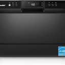 COMFEE Countertop Dishwasher, Energy Star Portable Dishwasher, 6 Place Settings & 8 Washing Programs, Speed, Baby-Care, ECO& Glass, Dish Washer for Dorm, RV& Apartment, Black