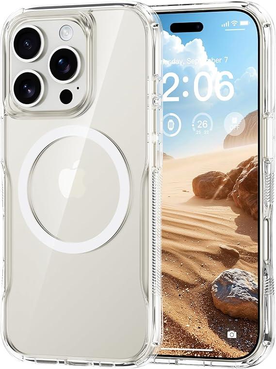 Diverbox for iPhone 16 pro max Case,Compatible with MagSafe,HD Transparent Shockproof AntiSlip AntiFingerprint PocketFriendly Phone Case for iPhone 16 Pro Max(Clear)