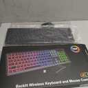 Wireless Keyboard and Mouse Combo, RGB Backlit, Rechargeable & Light Up Letters, Full-Size, Soft Typing, Sleep Mode, 2.4GHz Quiet Keyboard Set for Mac, Windows, Laptop, PC, Trueque (Matte Black)