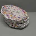 4 x Treasure Cove Wildflower Oval Paper Plates Large Spring Oval Plate Disposable Floral Party Platter Flower Tableware Decorations for Birthday Wedding Tea Party Supplies 10" x 12" 24Pcs