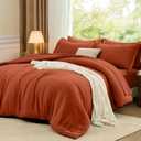  Queen Comforter Set Burnt Orange, 7 Pieces Soft Bedding Sets Queen Size, All Season Lightweight Bed in a Bag with Comforter, Flat Sheet, Fitted Sheet, Pillowcases & Shams