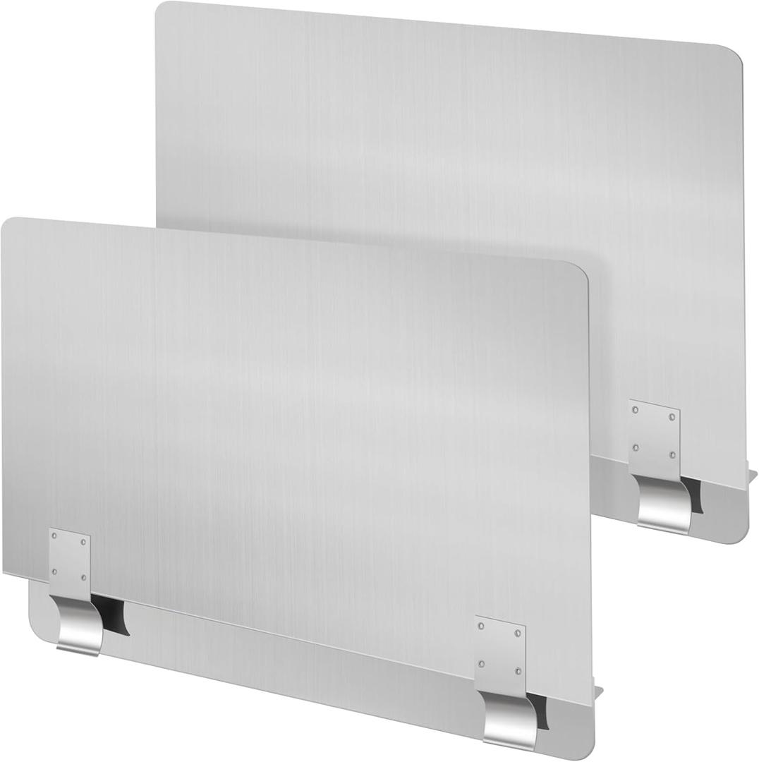 Ferraycle 2 Pack 20-1/2" W x 9" H 304 Stainless Steel Fryer Splash Guard for Stove & Kitchen, Oil Splatter Screen Protection, Heavy Duty Grease Barrier for Frying, Grilling, Easy Clean, Universal Fit