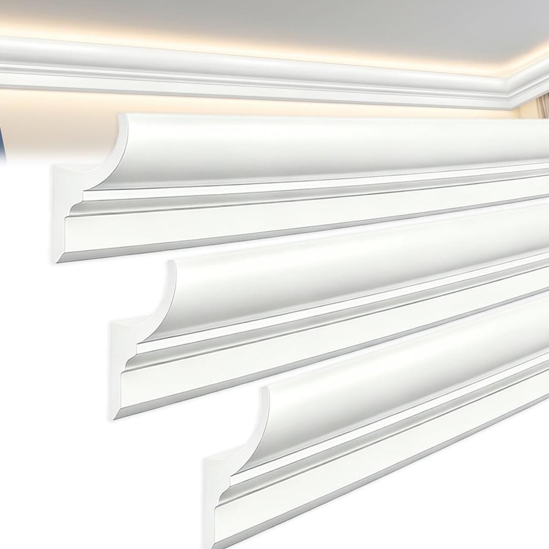8 Pcs 47.24″ (Total 31.5 Ft) Ceiling Crown Molding with LED Duct Set,Waterproof Crown Molding,LED Crown Molding Trim for Seamless Ambient Lighting,LED Strip Lights Decor