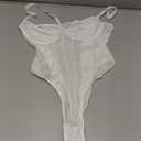 Lilosy Sexy Wireless Strappy Mesh Corset Lingerie Bodysuit Top (Medium, White)