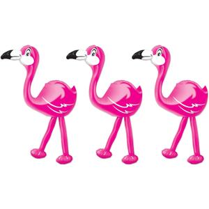 Beistle 24" 3 Piece Inflatable Flamingoes For Luau Party Decorations, Hawaiian Theme Tropical Dcor, Pink/White/Black