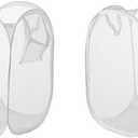 Foldable Laundry Basket with Handles, Collapsible Mesh Hamper for Dirty Clothes, Large Storage Organizer with Side Pockets, Breathable & Space-Saving (2-Pack, White Small)