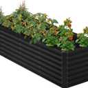 8x2x2FT Galvanized Raised Garden Bed,Planter Raised Beds-Metal Garden Box,Large Plant for Outdoor Planting, Vegetables BedFlower,herb-Black