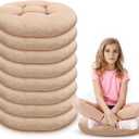 Fumete 8 Pcs 16 Inch Round Floor Cushions for Kids and Toddlers, Flexible Seating Classroom Furniture Floor Pillow for Home, Daycare, Preschool, Yoga and Meditation (Flax)