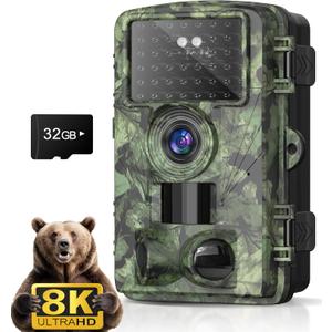 Trail Camera 8K 60MP Hunting Cameras Game Camera WiFi Bluetooth No Glow Night Vision Motion Activated
