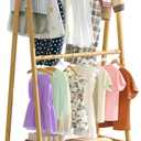 Kid Dress Up Rack - Clothing Rack with Storage Box, Dress Up Storage, Small Foldable Bamboo Garment Stand with Hanging Rods, Dress Up Holder