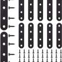 12 Pcs Flat Straight Brace Flat Straight Bracket Stainless Steel Flat Plate Straight Brackets Metal Mending Joining Plates for Wood Furniture Repair Fixing Bracket Connector with Screws (Black)