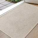 Color&Geometry Ultra Thin Indoor Door Mat 24"x36", Machine Washable Front Door Mat Non Slip, Low Profile Entrance Mat Indoor, Absorbent Carpet for Inside, Entry, Entryway, White Beige (FOLD)