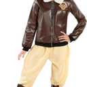 Morph Amelia Earhart Costume for Girls, Pilot Costume For Kids, Girl Aviator Costumes Historical Halloween Costumes For Girls (Medium)