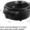 Chefman Anti-Overflow Belgian Waffle Maker w/Shade Selector, Temperature Control, Mess Free Moat, Round Iron w/Nonstick Plates & Cool Touch Handle, Measuring Cup Included, Black