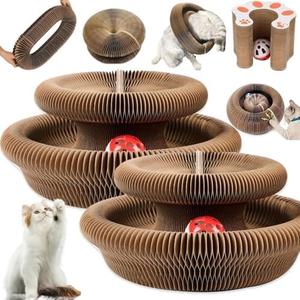 2PCS Kitty Curls Cat Toy,Magic Organ Cat Toy,Cat Scratcher for Grinding Claw Cardboard Cat Toys,Interactive Scratch Pad with Toy Ball00