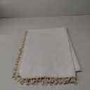 MYSKY HOME White Table Cloth Rectangle, Rectangular Table Cloth, Wrinkle Resistant, Waterproof Tablecloth, Washable Farmhouse Tablecloths, Table Cloths with Tassels for Kitchen Dining, 55"X86"