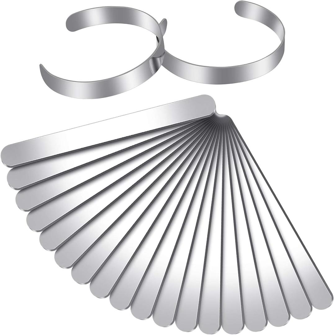 Hicarer 18 Pieces Adjustable Cuff Bracelet Blanks Stainless Steel Bangle Blanks DIY Cuff Bracelet Blank for Making Presents Stamping Jewelry, 3/ 8 x 6 Inches