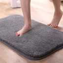 Soft Bath Mat, Extra Plush 50x68 Microfiber Non-Slip Absorbent Bath Rug (Grey) and for floor