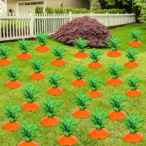 24 Set Easter Yard Carrot Decorations Garden Stake Fade Resistant Carrot Yard Stake Outdoor Plastic Rustic Sign for Easter Home Lawn Spring Party Supplies 2026 Upgraded Quality Material