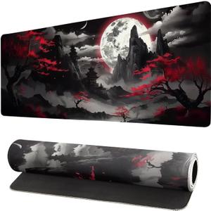 2 x Extended Gaming Mouse Pad, Large Desk Mat XL Anime Mouse Pad Waterproof with Stitched Edges, Non-Slip Desktop Pad for Home and Office, Level Up Your 31.5x11.8 Inch (Night canyon2)