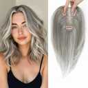 Hair Toppers for Women Upgrade Swiss Lace Base Hair Topper 10inch Hairpieces for Women with Hairloss (Mixed Grey)