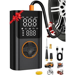 AIRSURE Tire Inflator Portable Air Compressor, Bike Pump with Gauge and USB Charging Output, 150PSI Fast Inflation Portable Tire Inflator for Car Bicycles Motorcycles Scooter Balls