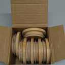 6 Pcs Yogurt Jar Lids Set Compatible with Oui Yogurt Jars Bamboo Wooden Lids Round Reusable Canning Covers with Silicone Sealing Rings for Kitchen Food Storage (Jar Not Included)