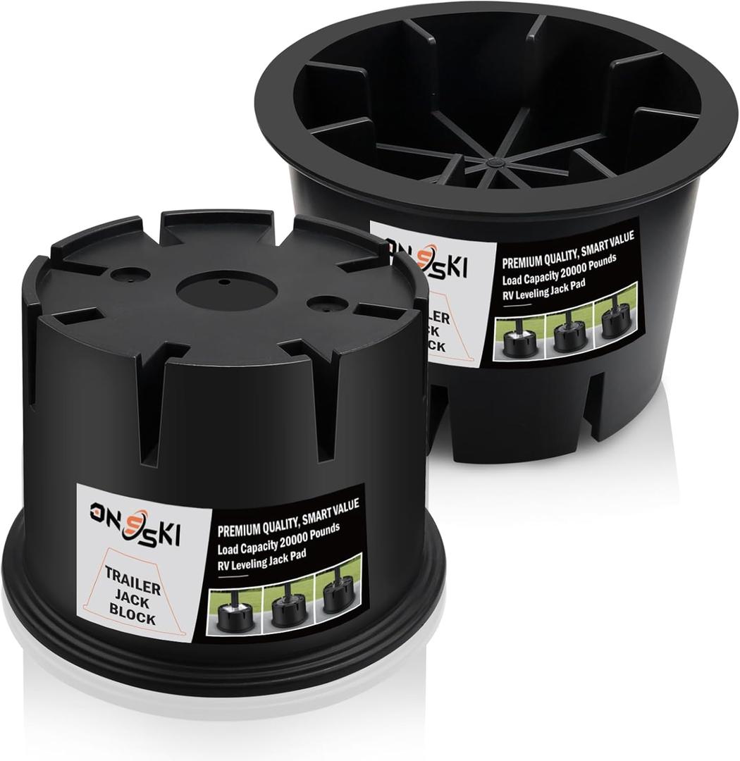 RV Trailer Jack Block  2-Pack Durable Leveling Stabilizer Blocks Supports up to 20000 Pounds with UV-Resistant Recycled Material, Ideal for RVs, Trailers, Campers and Motorhomes with Carry Bag