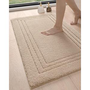 DEXI Bathroom Rug 43x24, Ultra Soft Absorbent Bath Mats for Bathroom, Shower Floor Bathmat Non Slip, Washable Bath Rugs Carpet for Tub, Sink, Beige