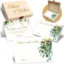 Christmas Advice and Wishes Cards Box - 50 Pcs Wedding & Baby Shower Advice Cards, Well Wishes Box for Graduation, Christmas, Birthday Party Decorations, Bridal Shower Games(Mistletoe) -A10