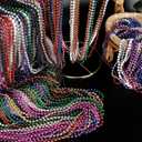 100PCS Mardi Gras Beads, Colorful Beads Necklace Toy Party Favors, 33" Bead Costume Accessories Bulk, Festival Mardi Gras Parade Throw Accessories Wedding Birthday Celebrations Decor