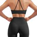 SUUKSESS Women 2 Piece Workout Sets Padded Halter Sports Bras High Waisted Biker Shorts with Pockets (Small, Black)