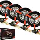 VULCAN Car Tie Down with Snap Hooks - Lasso Style - 2 Inch x 96 Inch - 4 Pack - PROSeries - 3,300 Pound Safe Working Load