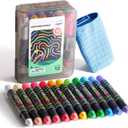 Jar Melo Dustless Chalk for Kids, 12 PCS Sidewalk Chalk Set with Holder, Washable and Non-Toxic, Colored Chalk for Chalkboard, Easy Grip Jumbo for Sidewalk Drawing, Blackboard, Outdoor Art Play 3+